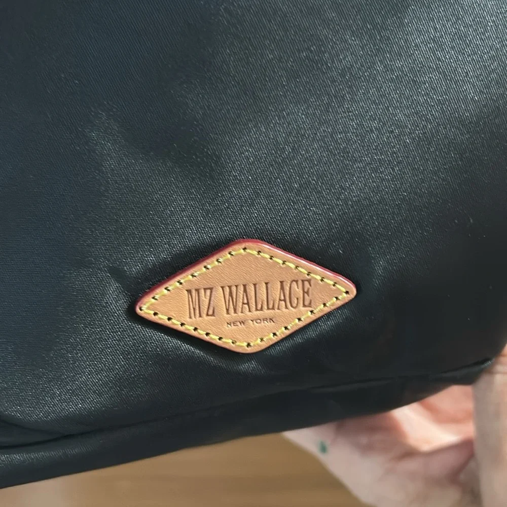 MZ Wallace Bowery Pocket Black and Cobalt Blue Crossbody Bag - Picture 11 of 16